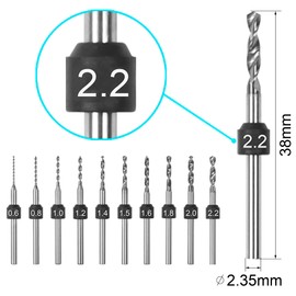 ARROWMAX PCB Drill Bit Set, Size Marked, 0.6mm-2.2mm, 2.35mm Shank, Tungsten Carbide Micro Drill Bits Set, Hole Drilling Tool for DIY, Jewelry, Amber, Beads, PCB Circuit Board, Plastic, Wood (Set A)