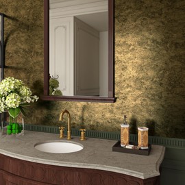 Livelynine 15.8x394" Gold Peel and Stick Wallpaper for Kitchen Removable Textured Gold Metallic Embossed Self Adhesive Contact Paper Roll Antique Vintage Bathroom Wallpaper Waterproof Desk Vinyl Wrap