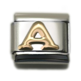 Dolceoro Alphabet A Letter Initial, 9mm Traditional Classic Type Italian Modular Charm Link - Stainless Steel