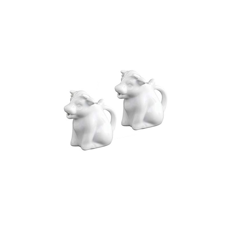 HIC Kitchen Mini Cow Creamer Set with Handle, Fine White
