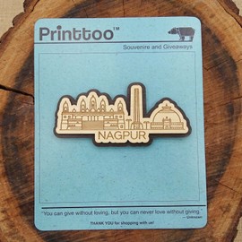Printtoo Fridge Magnet Nagpur India Monuments Engraved Wooden Souvenir Home Decorative