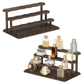 NAVKONY Wooden Display Risers,Tiered Perfume Cologne Organizer for Men, Display Stand for Cupcake, Fragrance, Skincare, Pop Figures, Perfume Organizer for Women, Display Shelf for Bedroom Decor (4 Tier, 2 Pack)