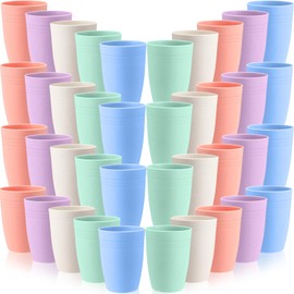 Patelai 80 Pcs Wheat Straw Reusable Cups 10 oz Unbreakable Plastic Drinking Cup Dishwasher Safe Cup Tumblers Chip Resistant Tumbler for Camping Dishwasher Kitchen(5 Colors)