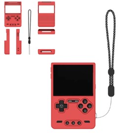 for Trimui Brick Handheld Game Console Gaming Controller Silicone Grip Case ，Soft Skin Silicone Case Full Protective Case Cover with Lanyard-Red