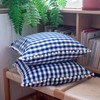 HOPLEE Summer Navy Blue Pillow Covers 18x18 Farmhouse Gingham Pillows
