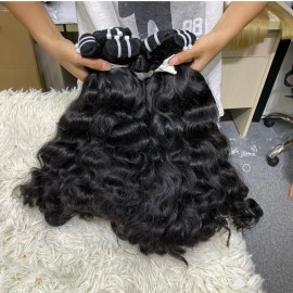 Human Hair Extension Summer Curly Bundle Real Raw Hair Vendorstyle: raw hair, color: 1pcs bundle natural wave, Stretched Length: 18 Inches