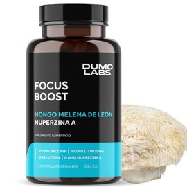 Dumo Focus Boost  Nootrpico Natural con Lions Mane (Melena de Len), Bacopa, Huperzina A  Apoyo a la Memoria, Concentracin y Claridad  60 Cpsulas...   
