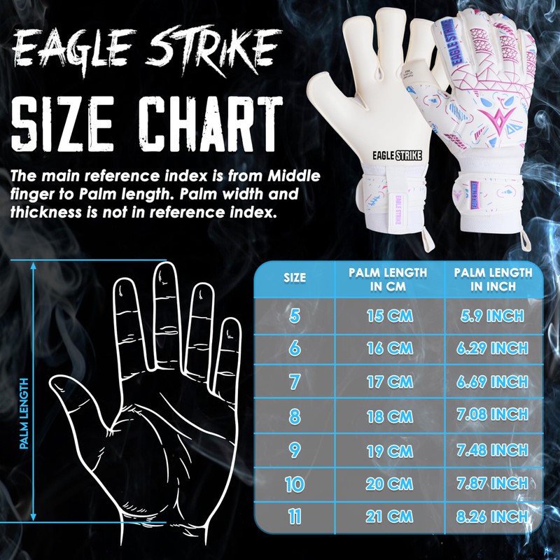 Soccer Goalie Gloves - Fingers Protection, Sizes 5 to 11,