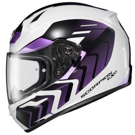 ScorpionEXO R320 Full Face Motorcycle Helmet with Pinlock Ready Shield and Bluetooth Ready Speaker Pockets DOT Approved Alchemy (White/Purple - 2X-Large)