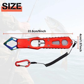 SPEEDWOX Fish Controller Fish Lip Gripper Fish Catcher Fish Gripper Fishing Tackle Fishing Equipment Made of 201 Stainless Steel and Aluminum Alloy with Safety Cord Anti-Lost for Saltwater Pond Bass