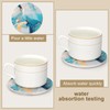 6 Pcs Light Blue Marble Abstract Ceramic Coasters with Holder