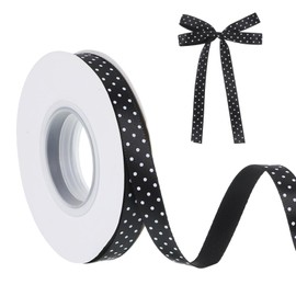 Polka Dot Ribbon 3/8 Inch 25 Yards Black and White Dot Craft Ribbon