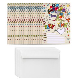 CoolChange Colourful Invitation Cards for Children's Birthday Party Party Invitation for Boys and Girls with Music Motif Pack of 20 Includes Envelope
