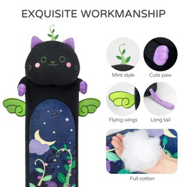 Mewaii 36in Long Devil Mint Cat Plush Pillows Stuffed Animals Squishy Pillows - Plushie Cute Kitty Sleeping Hugging Plush Pillow Soft Toys for Kids(Black)