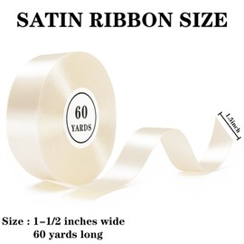 Cinta de satén marfil de 1 1/2 pulgadas, cinta de satén de color sólido para ramo de flores, manualidades hechas a mano, envoltura de regalo de cumpleaños, decoración de fiesta de boda