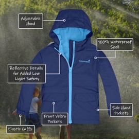 Snonook Toddler Rain Jacket - Microfleece Lined Kids Rain Jacket - Girls Rain Jacket - Boys Rain Jacket, Kids Raincoat, Impermeable para Niños, Toddler Rain Coat - Toddler Spring Jacket, Navy, S
