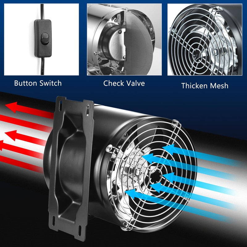 6in Inline Duct Fan, High Air Flow Extractor Fan Exhaust