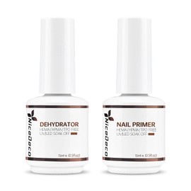 Nicedeco Nail Primer Nail Dehydrator 2 x 15ml Nail Prep Dehydrate Bond Primer Kit for Long-lasting Acrylic Gel Nail Polish