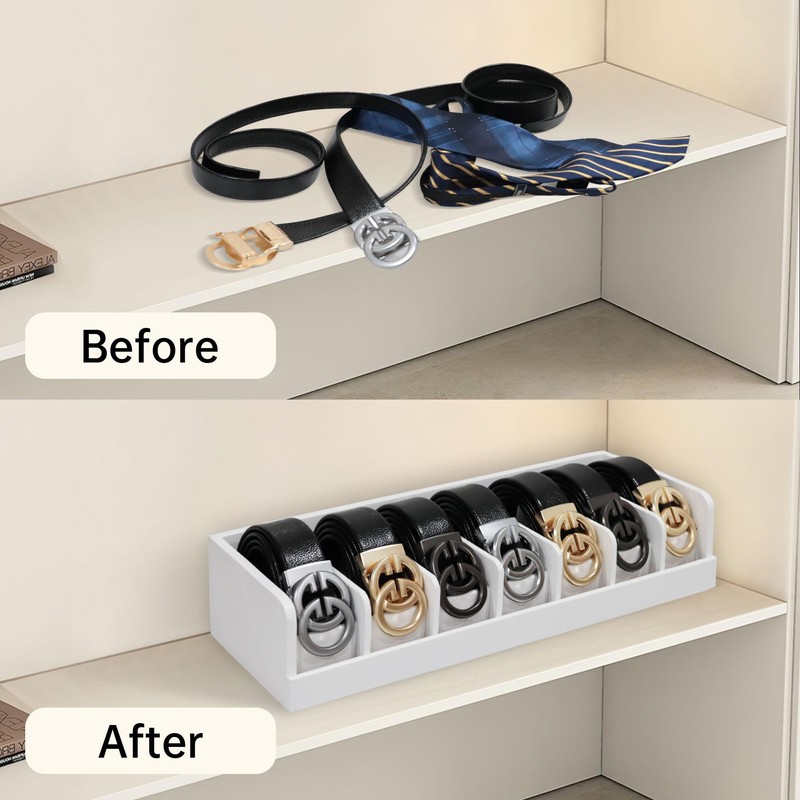 Dexgva Belt Organizer for Drawer - Bamboo Belt Storage Organizer