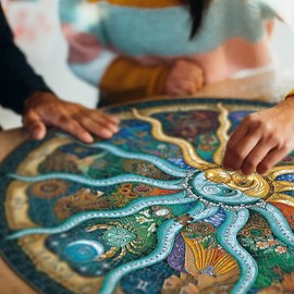 1000 Pieces Zodiac Jigsaw Puzzles for Adults Kids Teen Round Puzzle Game Toys Gift Zodiac Horoscope 26.7" x 26.7"