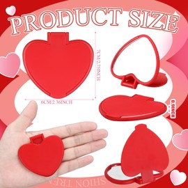 Geetery 48 Pcs Valentine's Day Compact Mirror Bulk Gifts Heart Shaped Mini Pocket Mirror Small Folding Makeup Mirrors Portable Travel Heart Purse Hand Mirror for Women Gift(Red,Rose Red,Purple)