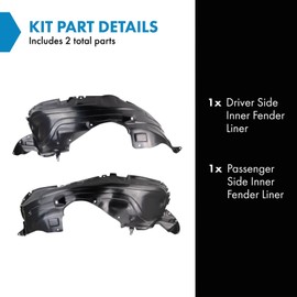 TRQ TRQ Inner Fender Liner Set Compatible with 2007-2009 Mazda CX-7 MA1250106 MA1251106