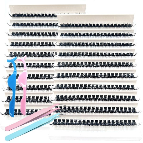 404 Pcs DIY Cluster Lashes Set, 400 Wispy Individual Lashes