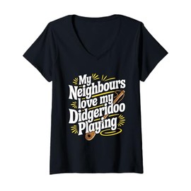 Womens Didgeridoo Player Traditional Music Australian Culture V-Neck T-Shirt