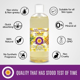 Deve Herbes Rosemary Lavender and Almond Oil for Healthy Hair and Scalp Massage- Pure and Natural 200ml (6.76oz)