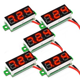 Aideepen 5pcs 2-Wire LED Voltmeter 0.28" Digital Display Voltage Tester DC 2.5V - 30V Mini Voltage Meter with Accurate Voltage Measurement and Reverse Connection Protection HD Voltage Display Panel,