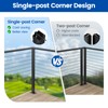 Muzata Black Corner Cable Railing Post 42 Inch 42"x2"x2" T-drilled
