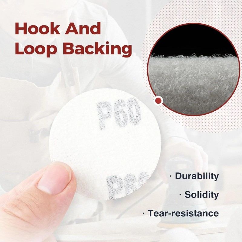 SATC 2 Inch Hook and Loop Sanding Disc No-hole 100PCS