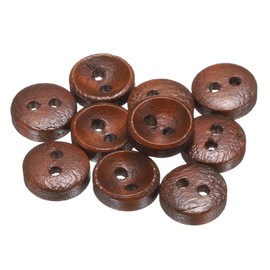 HARFINGTON 10pcs 16L Wooden Sewing Button 3/8"(10mm) 2 Holes Wood Round Craft Replacement Buttons for Clothing DIY Crafts Decoration, Medium Brown