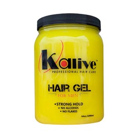 KALIVE Men's Hair Styling Gel 64 oz, Strong-Hold and Light Shine all day, Mens Hair Product fresh scent No Flaking or Alcohol