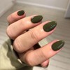 SXVME Uñas Postizas Verde Oliva, Uñas Postizas Cortas Ovaladas Redondas,