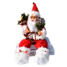 Christmas Showcase Decoration Sitting Santa Claus Puppet Window Furnishing Ornament