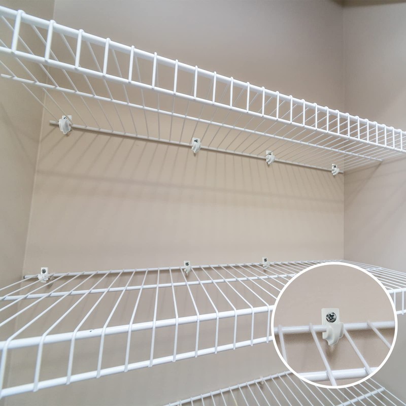 Amyhill 100 Pieces White Wire Shelf Clips Closet Shelves Down