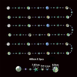 MOTRAIN Iridescent Star Moon Circle Dot Garland Party Decoration Set, Hanging Twinkle Star Banner Backdrop, Little Star Iridescent Party Supplies for Kids Birthday Wedding Festival Engagement