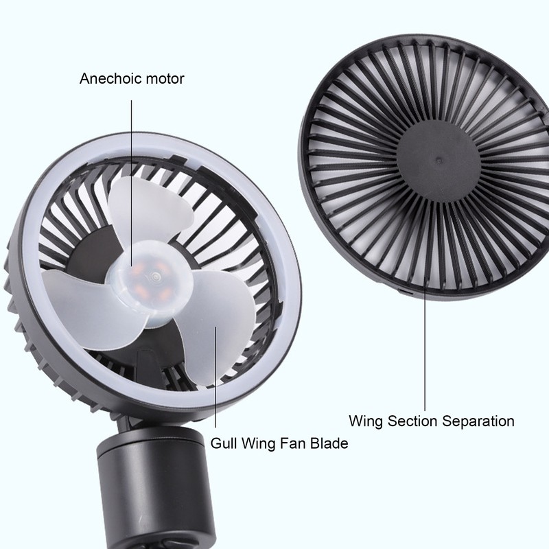 Portable Stroller Fan Handheld LED Night Night USB Rechargeable Multi