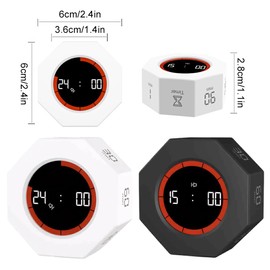 Digital Kitchen Timer Multi-Functional and Compact Productivity Timer ABS Productivity Cube Countdowns Timer Cube Timer, Black
