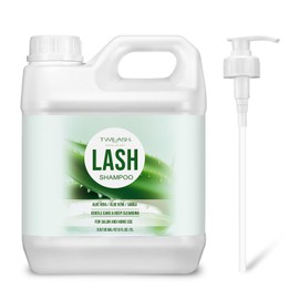 TWILASH BY DLY Lash Shampoo Bulk, Eyelash Cleanser for Extensions 2 Liters, Dispenser Pump, Non-irritating or Burning Eyelid Foaming Cleanser for Professional Salon and Home Use (Aloe Vera-2L)