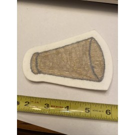 Unbranded Chenille Cheerleader MEGAPHONE Brown On White Applique Patch Iron On Letterman