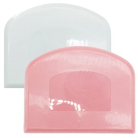 Set of 2 Dough Scrapers Bowl Scraper Plastic Pastry Bread Dough Cutter Flexible Cutter Chopper Home Kitchen Tools Bakeware for Baking(Pink+White)