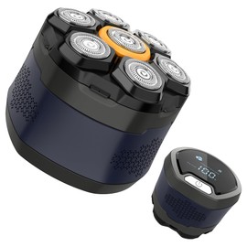 Hatteker Kopf Rasierer für Männer, 7D magnetischer elektrischer Rasierer für kahle Männer, IPX6 wasserdichte nasse/trockene Männer Grooming Kit, Rotary Rasierer Rasierer Kit mit LED-Anzeige (Blau)