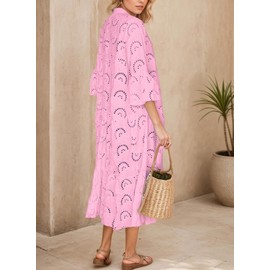 Boho Dresses for Women 2025 Summer Flowy Casual Curvy Maternity Bump Friendly Trendy Pink Aline Flattering Dress to Hide Tummy