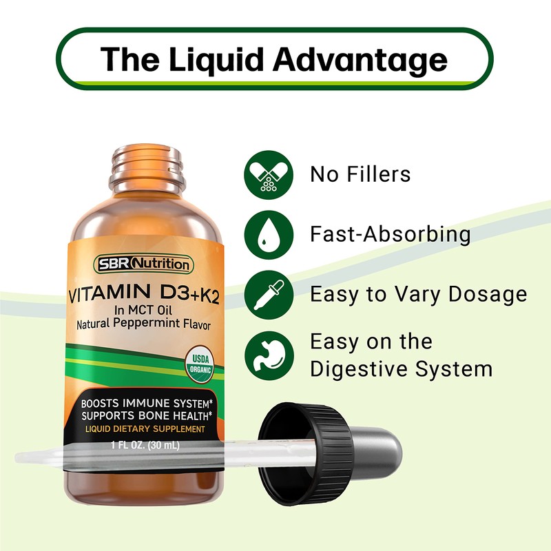 MAX Absorption, Vitamin D3 + K2 (MK-7) Liquid Drops with
