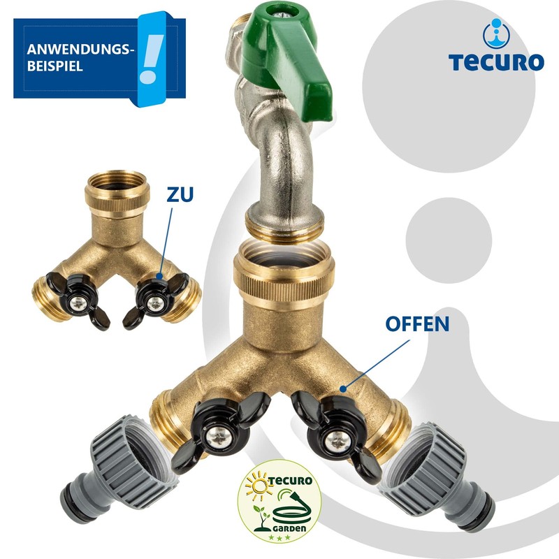 2-Way Splitter with Shut-Off Valves for Faucets and Valves
