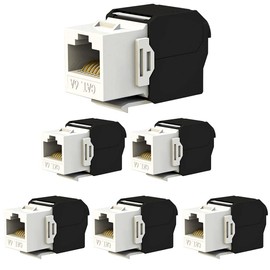 Greluma 6pcs 180 Degree RJ45 CAT6A Keystone Jack Toolless Keystone Jack