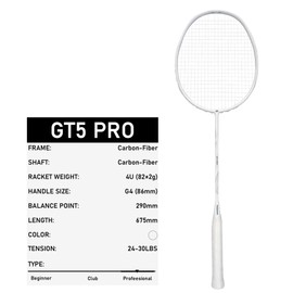 OGEENIER Badminton Racket Carbon Fiber - 30LBS - Lightweight Badminton Racquet for Beginners, Includes Badminton Grip and Bag
