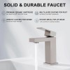 Solid Brass Single Handle Bathroom Faucet Modern Square Design Heavy
